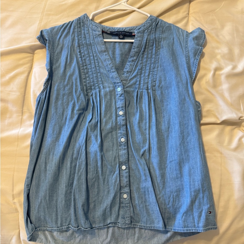 Tommy Hilfiger Denim Blue Button-Up Blouse
